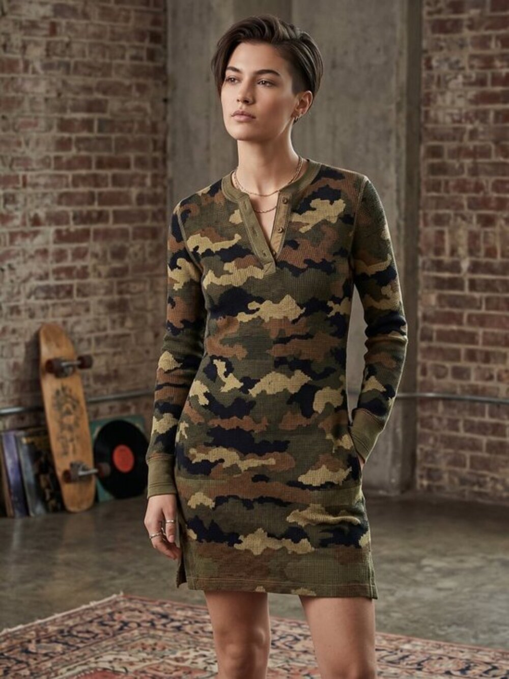 Ralph Lauren knit Camouflage Long Sleeve Sweater Dress